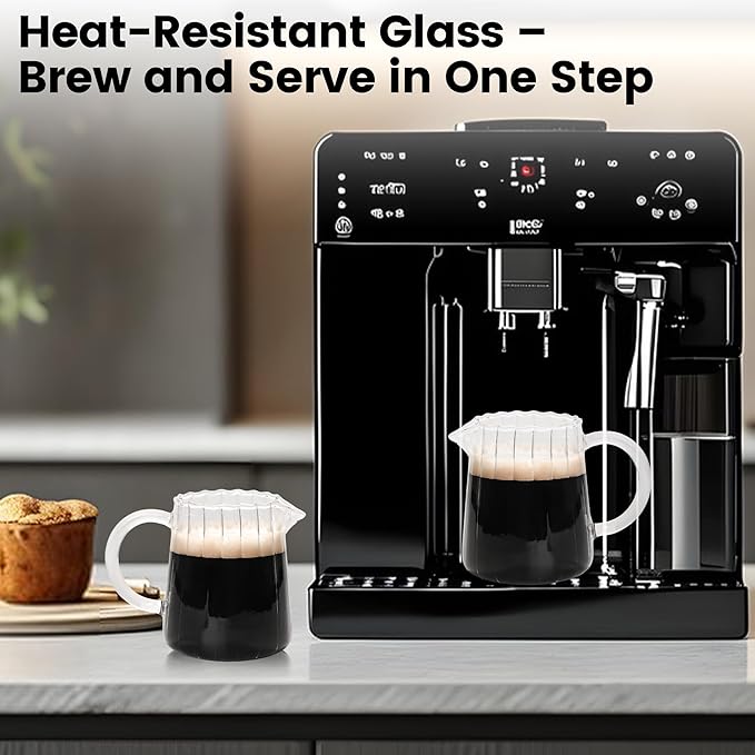 8.5 Ounces Glass Pitcher Small Pitcher Milk Forther Cup Mini Creamer Container Tea Serving Carafe Heat Resistant Breast Milk Pitchers for Coffee Bar Kitchen Essentials (1 Pack)