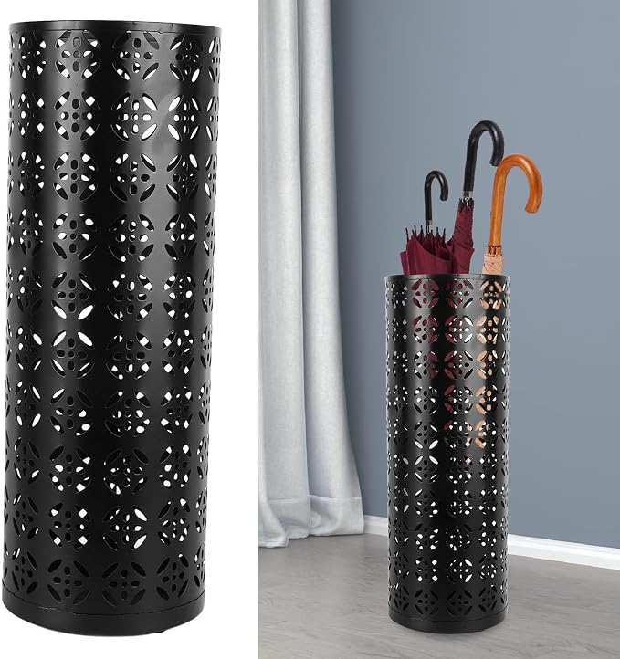 Round Umbrella Organizer Bin, Freestanding Metal Umbrella Holder Umbrella Stand Rack for Entryway, Canes Walking Sticks Holder Rain Collection for Home, Office (M 100x70cm / 39.37x27.56in)