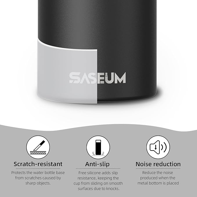 SASEUM Insulated Stainless Steel Water Bottles 32oz with Spout Lids Metal Vacuum Thermal Large Water Jug Leak-proof Reusable Flask for Sports Gym and Travel,Black