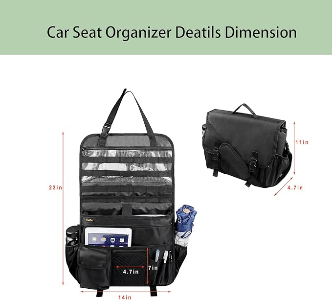 Car Front Seat Organizer for Law Enforcement – Portable Passenger Seat Storage with Laptop & Tablet Holder, Stabilizing Straps, and Car Office Organizer for Trucks, Black