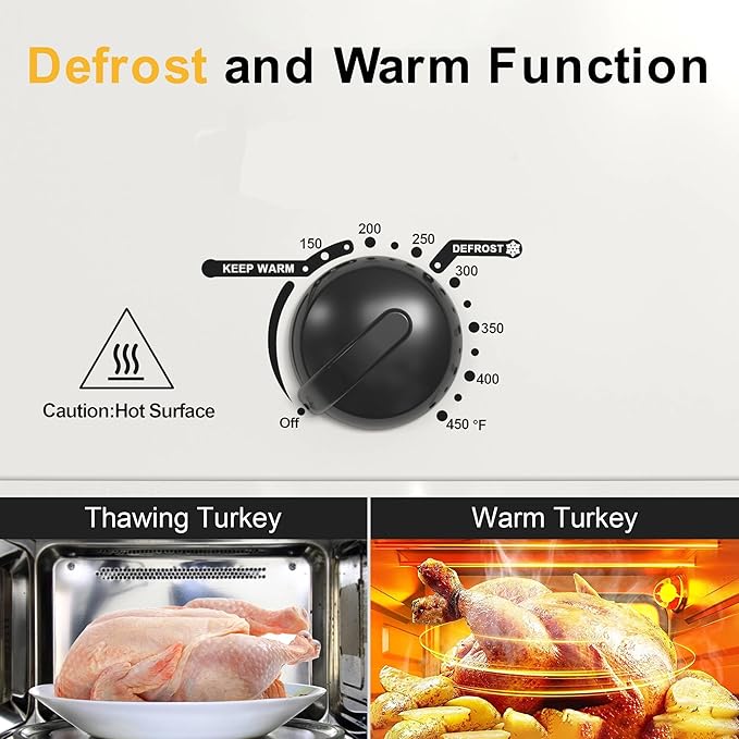 14 Quart Electric Roaster Oven, Turkey Roaster Oven with Self-Basting Lid, Stainless Steel Roaster Pan, Silver