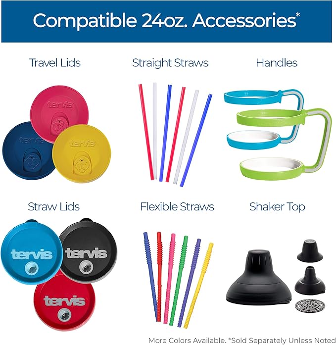 Tervis Clear & Colorful Tabletop Made in USA Double Walled Insulated Tumbler Travel Cup Keeps Drinks Cold & Hot, 24oz - 2pk, Clear and Red