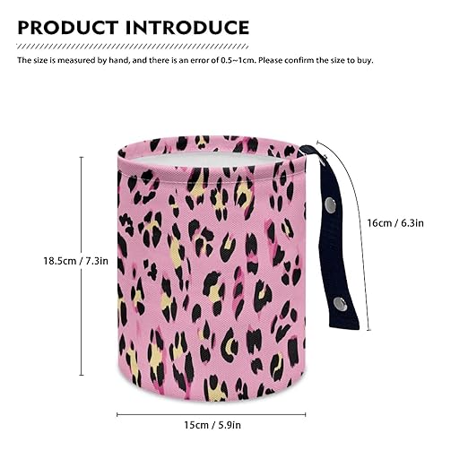 Pink Leopard Print Car Trash Can, Cute Car Trash Bag, Vehicle Trash Can, Multipurpose Trash Bag Hanging, Portable, Waterproof Storage Bag for Cars