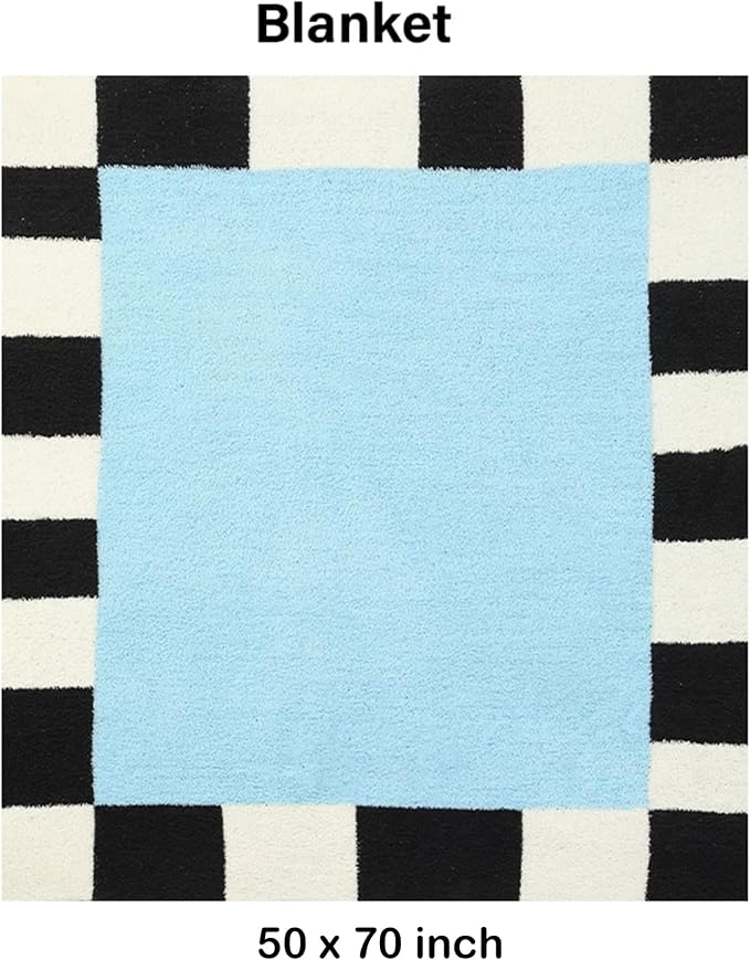 Blue Fleece Throw Blanket for Couch, Modern Fluffy Checkered Blankets Cozy Soft Memphis Style Decorative Blanket for Sofa Travel All Seasons 50x70 Inch