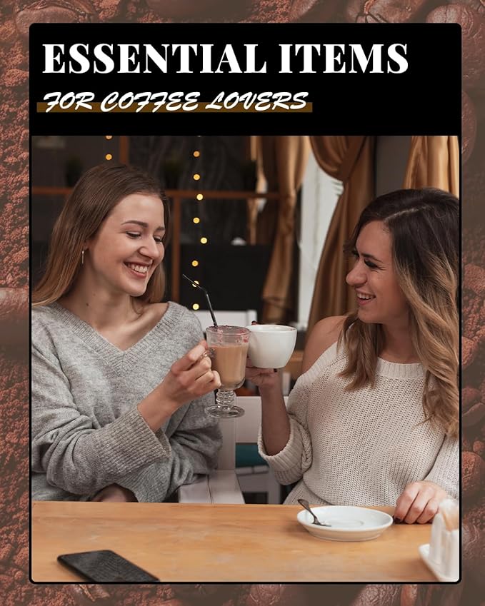51mm Espresso Accessories Kit, 350ml Milk Frothing Pitcher, Espresso Tamper, WDT Tool & Puck Screen, Dessert Spoons, Tamper Mat, Latte Art Pen &16 PCS Coffee Decorating Stencils