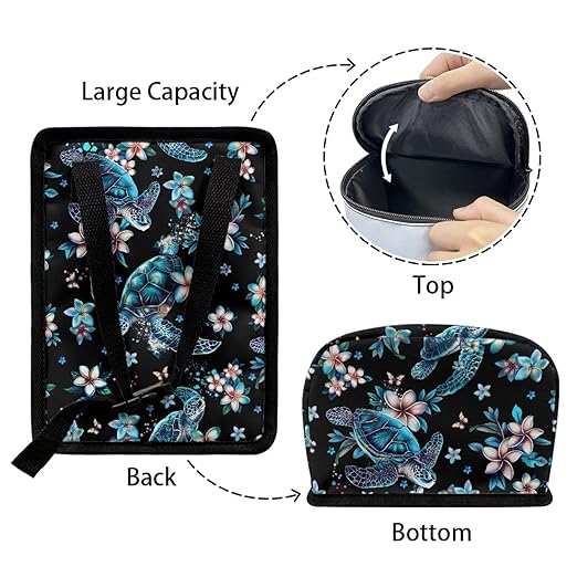 Turtle Floral Print Car Trash Can with Lid Collapsible Waterproof Cars Garage Bag Reusable Hanging Automotive Garbage Bin Cars Accessories Interior Car Organizer