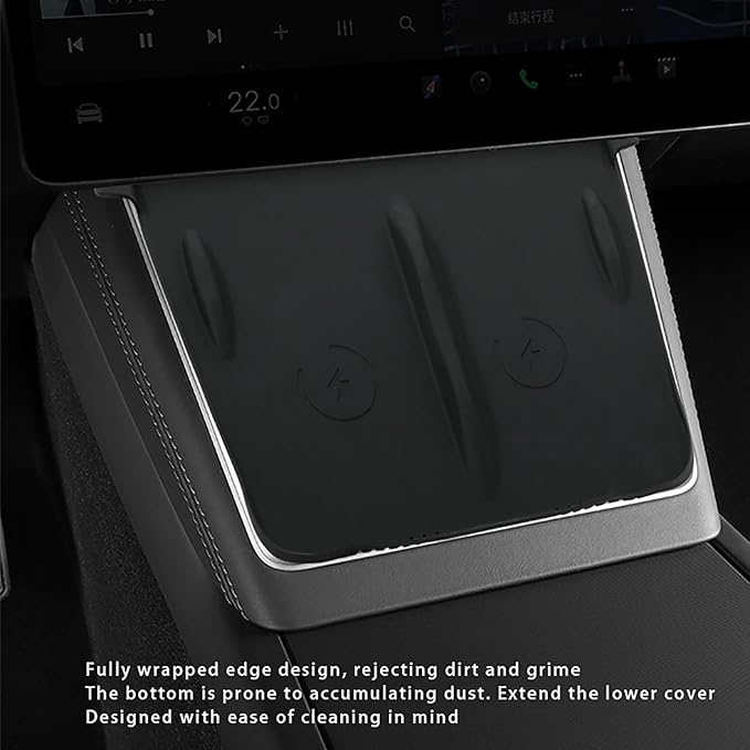 Model Y Center Consoles Wireless Charging Pad, Non-Slip Silicone Mat for Tesla Model 3/ Y Juniper 2025 2024 Phone Charger Protective Pad Car Interior Accessories(White,for Model 3/Y 2025)