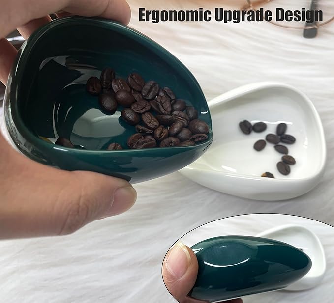Newly Upgraded Coffee Bean Dosing Cup, Ceramic Dosing Dish for Coffee Beans, Ceramic Single Dose Measuring Tray, Coffee Bar Accessories (Solid Green)