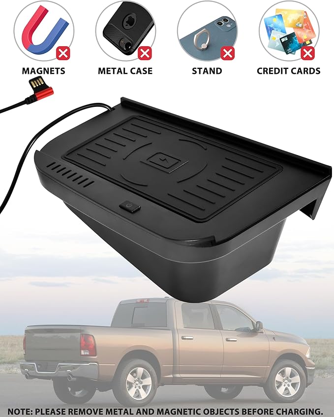 Wireless Charger for Dodge Ram, Center Console Phone Wireless Charging Pad Panel for Dodge Ram 1500 2013-2015 / Ram 2500 2010-2015 / Ram 3500 2011-2015 Accessories