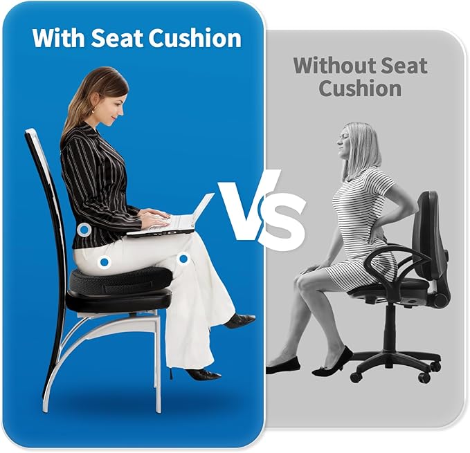 Mesh Car Seat Cushion, Memory Foam Cushion for Office Chairs, Cars, Desk, Gaming & Wheelchair, Ergonomic Cushions Pad for Tailbone Pain Relief Sciatica & Back Support,Non Slip, Black
