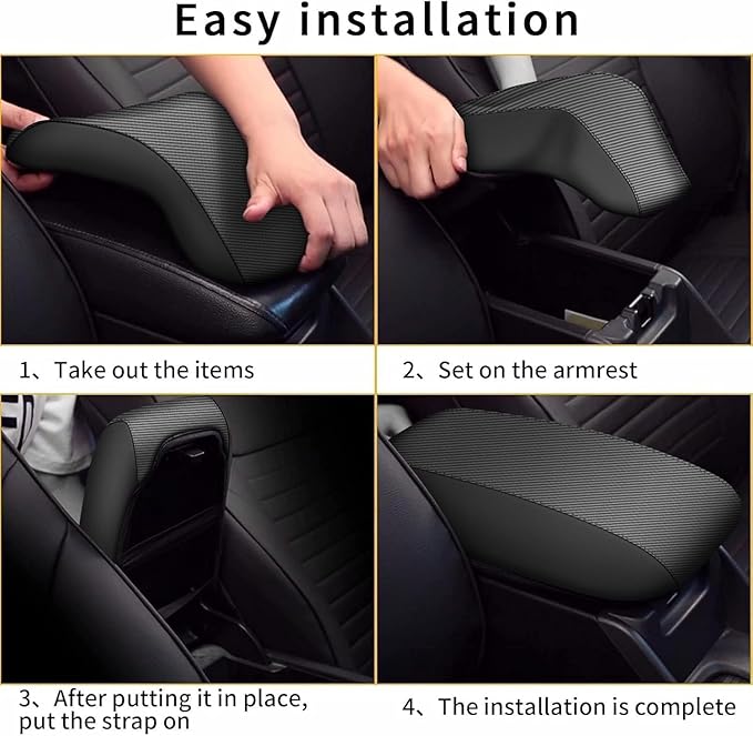AOMSAZTO Console Covers for 2014-2019 Toyota Corolla Armrest Covers for Toyota Corolla Black with Carbon Fiber