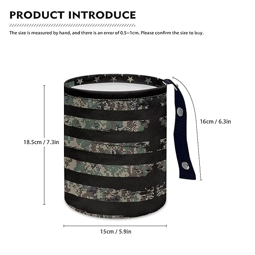 Black American Flag Car Trash Bag, Car Trash Can - Cute, Portable, Collapsible for Back Seat, Floor, or Hanging Headrest Waste Basket - Car Garbage Accessory