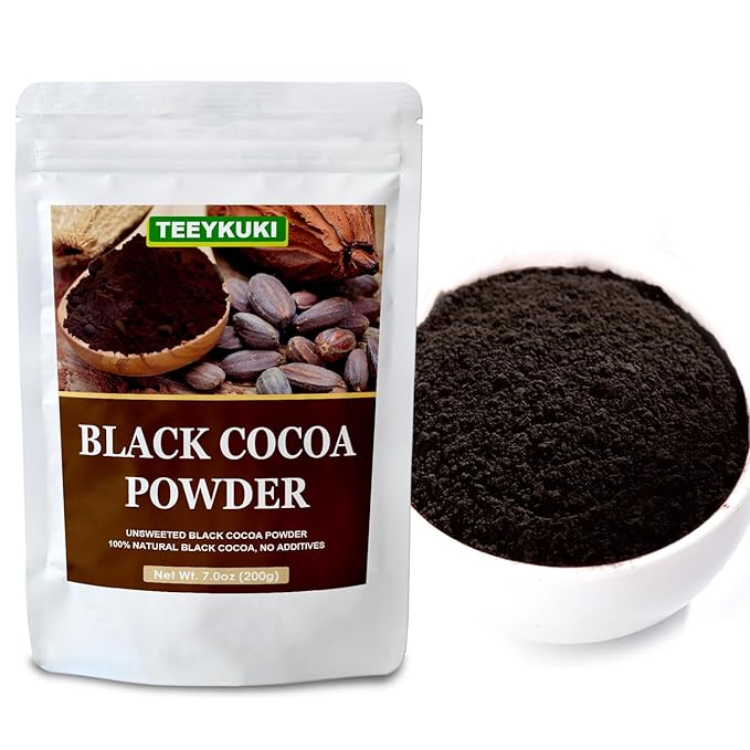 Black Cocoa Powder, 7.0oz(200.0g), Premium Food Grade Black Cocoa Powders for Cooking & Baking, Non-GMO