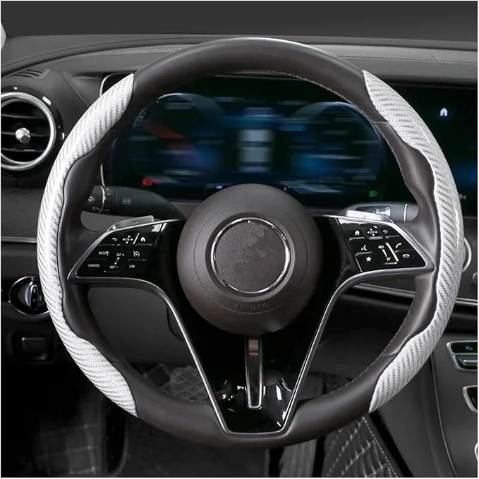 1/2PCS Laser Perforated Steering Wheel Cover, Microfiber Leather and Silicone Non-Slip Grip(1pcs red)