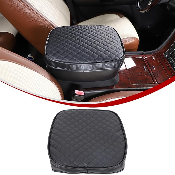 Center Console Armrest Cover Compatible with Cadillac Escalade 2007-2014 Accessories, Leather Armrest Lid Cushion Pad, Armrest Seat Box Cover Mat for Escalade