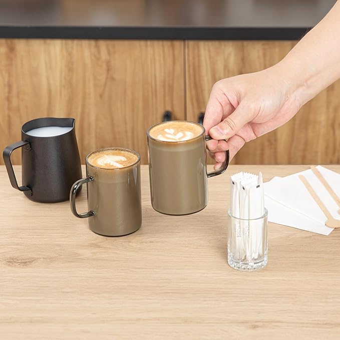 Restaurantware Glass Coffee Mug 12 Count 7 Oz Borosilicate Tea Cup with Ergonomic Handle, Dishwasher-Safe Gray Thermal Resistant Mug for Hot and Cold Drinks