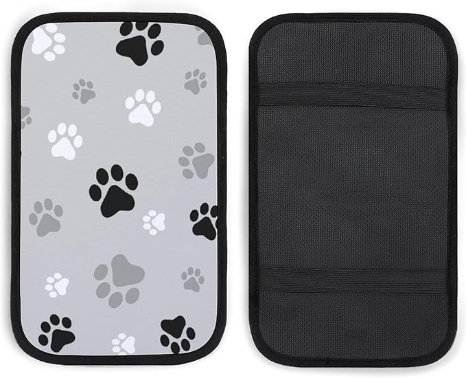 Animal Paw Prints Car Center Console Cushion Pad,Waterproof Armrest Seat Box Cover Protector,Comfortable Car Decor Accessories Fit for Most Cars, Vehicles, SUVs