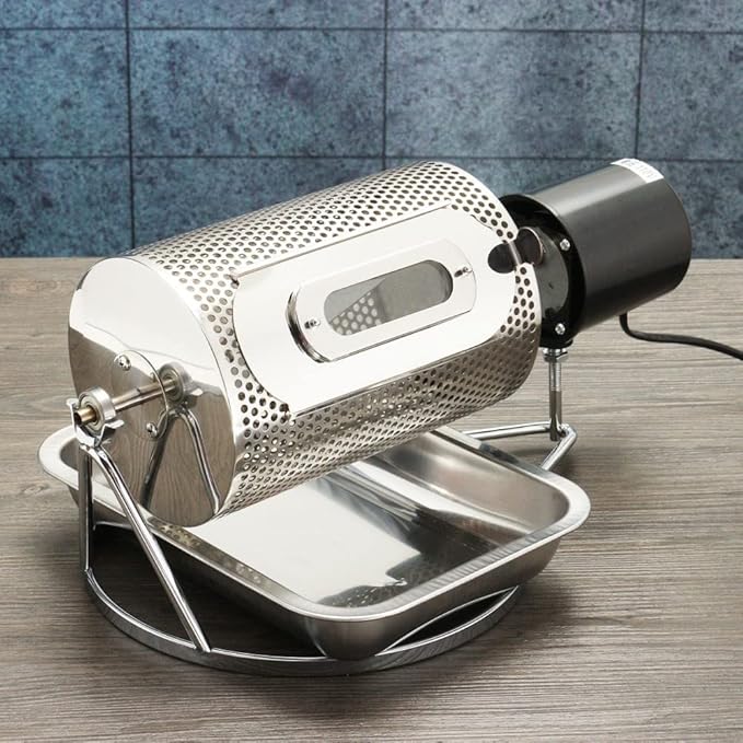 Elecbee Stainless Steel Coffee Bean Roasting Machine Coffee Roaster Roller Baker 110V Tools