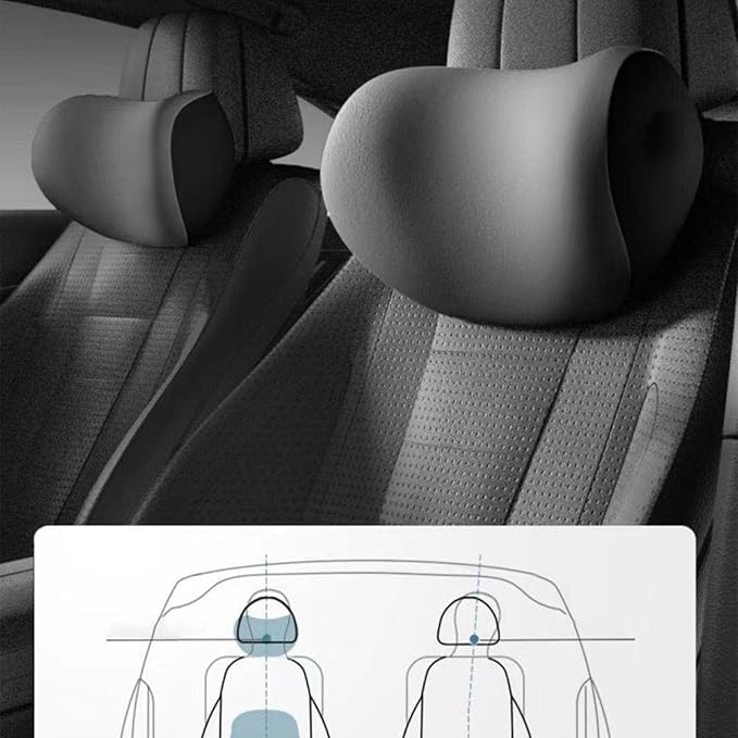 Ergonomic Car Seat Headrest & Lumbar Cushion, Ergonomic Car Seat Headrest Neck Rest Cushion Lumbar Support Pillow (Brown)