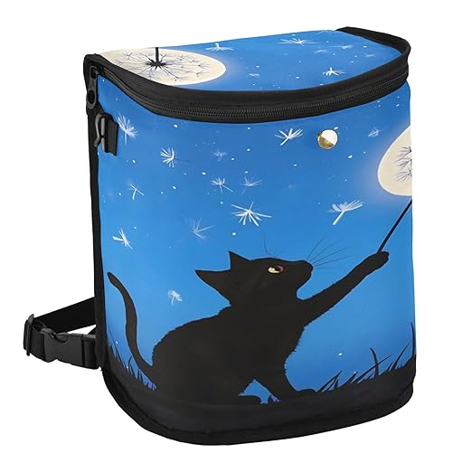 MNSRUU Car Trash Can with Lid, Black Cat Car Trash Bag Hanging Organizers and Storage for Front Back Seat, Leak-Proof Trash Bin