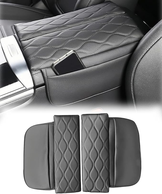 Egreat Center Console Armrest Cover for Mercedes Benz GLC X254 350e 300 2023-2025, C Class C300 2022-2025, Leather Armrest Console Cover with Side Storage Pockets