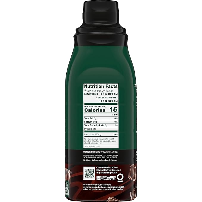 Starbucks Cold Brew Coffee Concentrate, Signature Black Iced Coffee, 32 fl oz