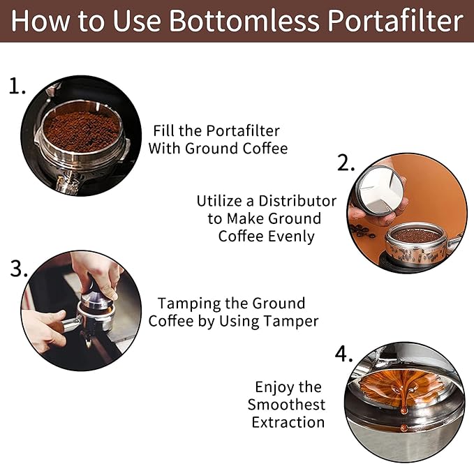 51mm Bottomless Portafilter for CM5418, 3 Ears Portafilter with 51mm Puck Screen Compatible for CASABREWS Espresso Machine CM5418, 3700Essential and 5418Pro, Stainless Steel Filter Holder and Filter
