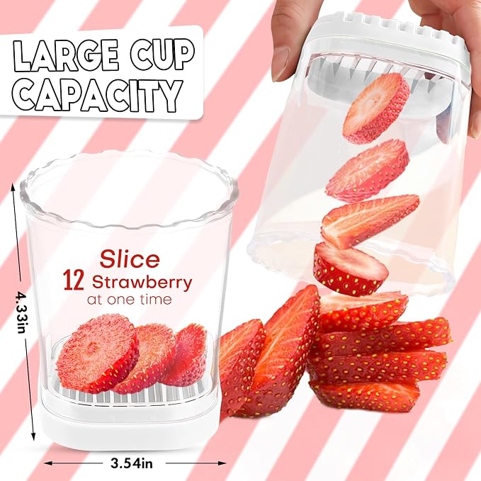 Creative Strawberry & Fruit Slicer - Detachable Cutter with Push Plate (White)