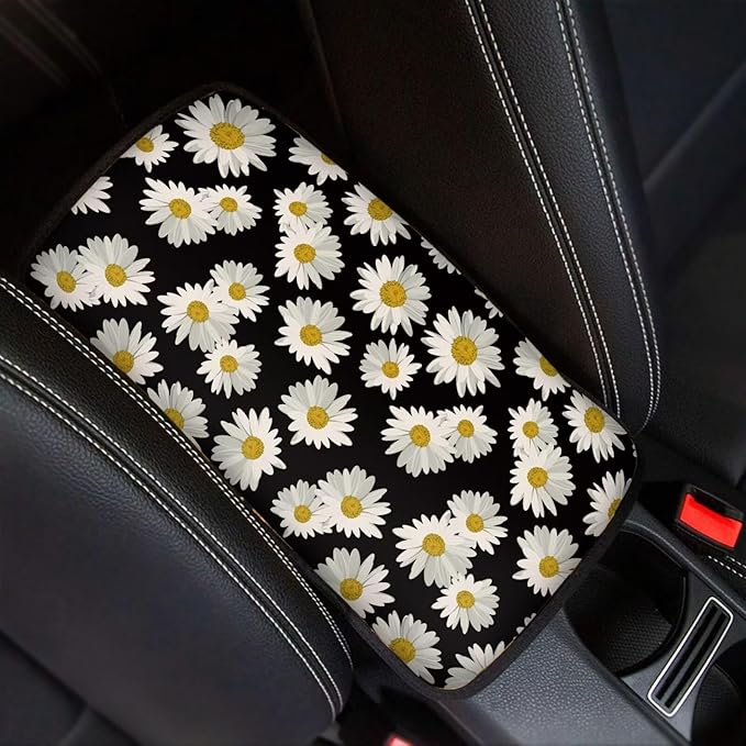 Mintutlipy Daisy Car Center Console Cover Cute Decor Accessories Sweat Proof Dust Proof Car Armrest Protector Car Seat Box Cover