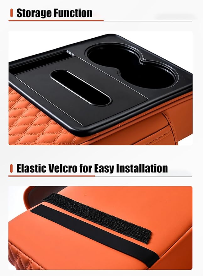 Car Armrest Center Console Cover for BMW X3 F25 2011 2012 2013 2014 2015 2016 2017, Center Console Pad with Cup Holder, Multifunctional Armrest Cushion,F Orange