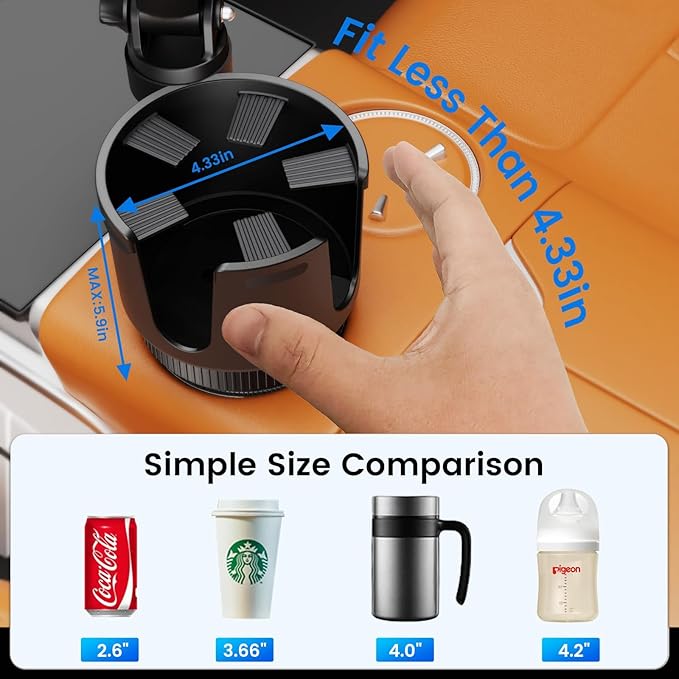 OHLPRO for MagSafe Car Charger Cup Holder Mount, 15W Fast Wireless Magnetic Charging Phone Holder for iPhone 17 16 15 14 13 Series, Adjustable Car Mount with Large Cup Base, One-Hand Operation