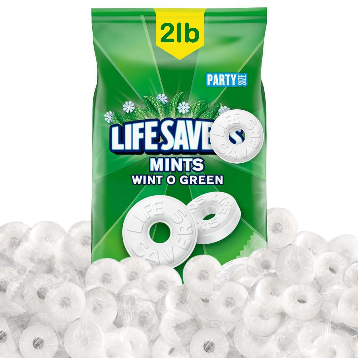 Winto green Mints Bulk Individually Wrapped, 2lb Pack of LifeSavrs Hard Candy, Candy in Bulk Perfect for Holidays, Weddings and Corporate Events