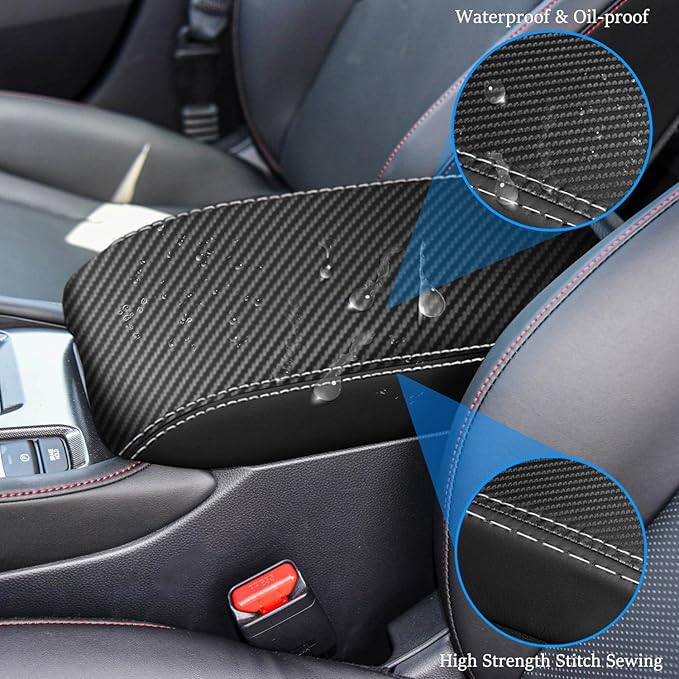 for Honda 11th Accord 2023 2024 Center Console Cover Anti-Scratch Waterproof Leather Armrest Pad Protector Cushion Interior Accessories(Carbon Fiber + Black)