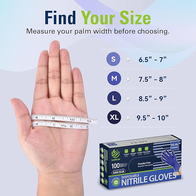 SWIFTLITE Disposable Nitrile Gloves, Food Safe, Latex-Free Powder-Free, Kitchen Rubber Gloves for Cooking and Cleaning