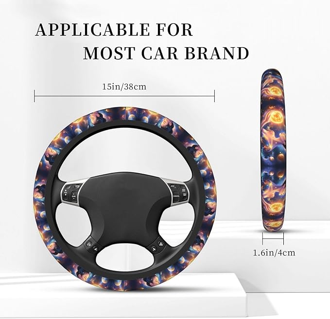 Space Galaxy Pattern Universal Fit Steering Wheel Cover for Car, Truck, and SUV, Durable Steering Wheel Protection