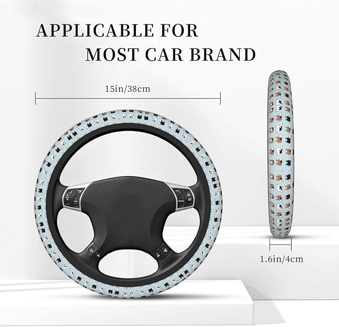 Farmhouse Cows Neoprene Steering Wheel Covers Women Men Car Accessories, Universal 15 Inch Fit Auto, Suvs, Truck