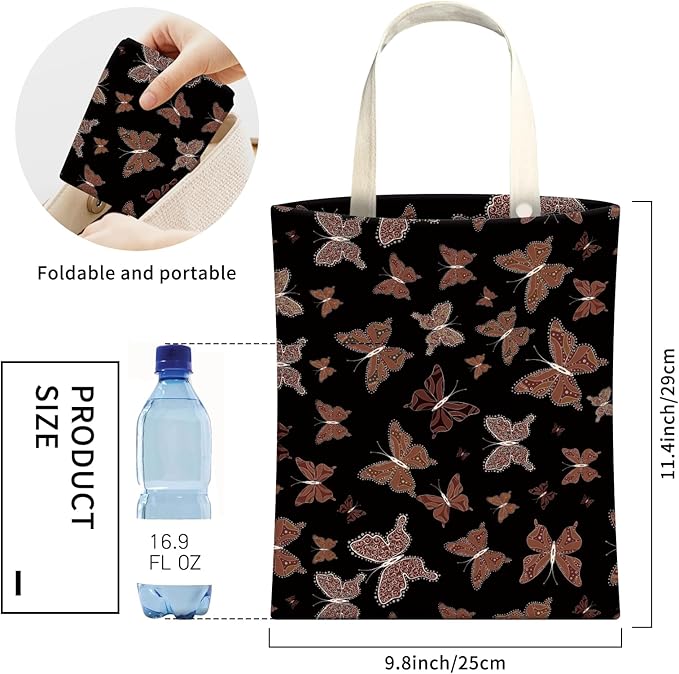 Cute Car Trash Can, Hanging Canvas Car Back Seat Organizer and Storage Bag, Funny Car Trash Bag for Travelling, Outdoor Cute Brown Butterfly
