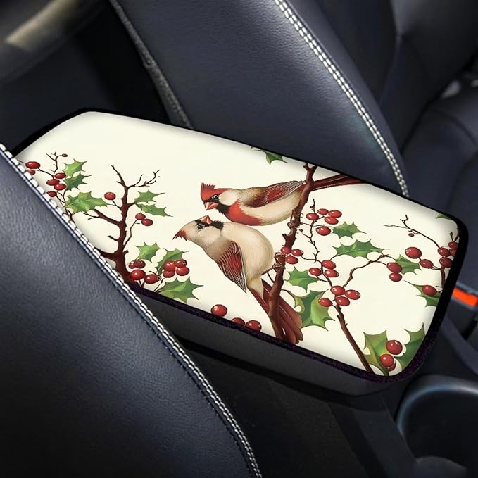 Cardinal Print Print Armrest Cushion Cover for Car Scratch Proof Car Center Console Armrest Protector Cover Universal Fit Truck Sedan SUV
