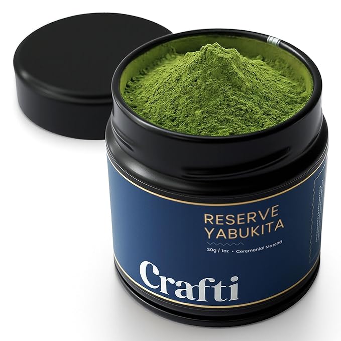 Crafti Ceremonial Grade Matcha Powder | 100% First Harvest | Single Cultivar | Yabukita | Unsweetened Authentic Japanese Matcha Green Tea Powder from Yame, Fukuoka (30g / 1.06oz)