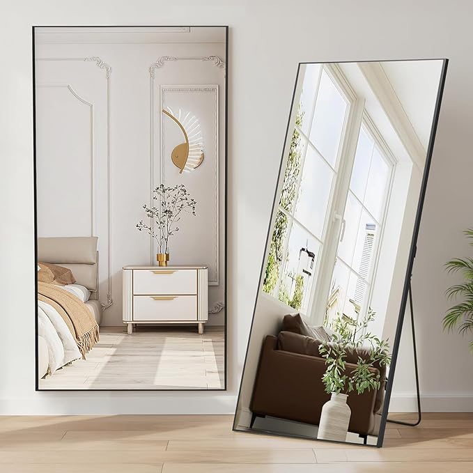 NEWBULIG Full Length Mirror, Upgraded Body Wall Mirrors with Shatter-Proof Glass, Floor Standing Mirror, Home Wall Decor