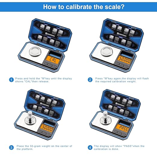 Digital Pocket Scales 50g/0.01g,Digital Gram Scales,Mini Food Scale with Calibration Weight for Food,Powder,Coffee,Coins,Small Items,Jewellry Scale (Battery Included)-Blue