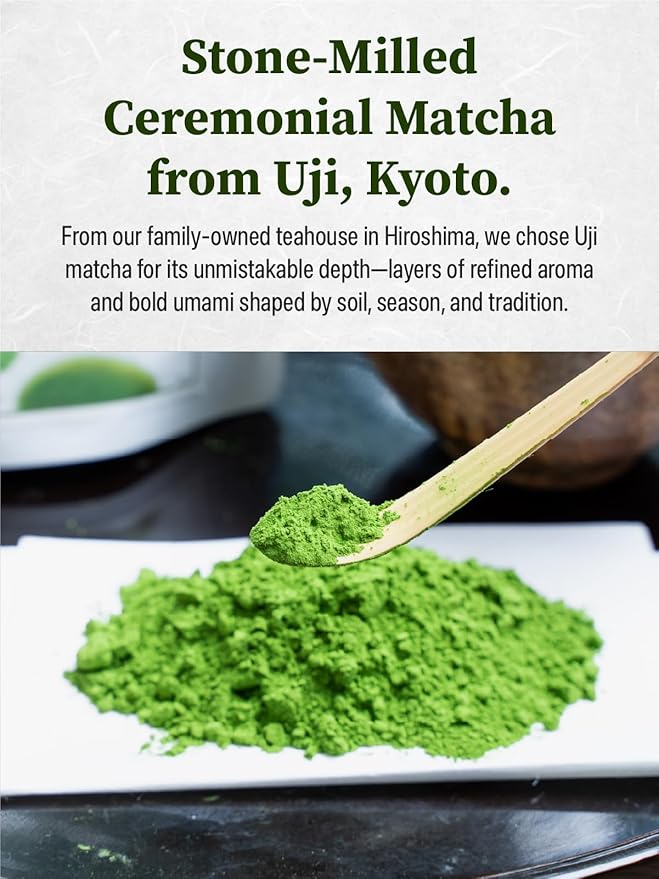 TAGASHIRA CHAHO "Saga no Mukashi" Uji Matcha Green Tea Powder (30g/1.06oz) - Hand-picked First Harvest, Stone Milled, Authentic Ceremonial Grade, 100% Product of Japan
