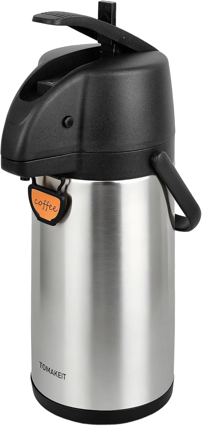 Airpot Coffee Dispenser Thermal with Pump,2.2L/74 Oz Insulated Stainless Steel Large Airpot Coffee Carafe Lever Action for Hot/Cold Water,Thermal Carafes for Hot Cocoa for Parties