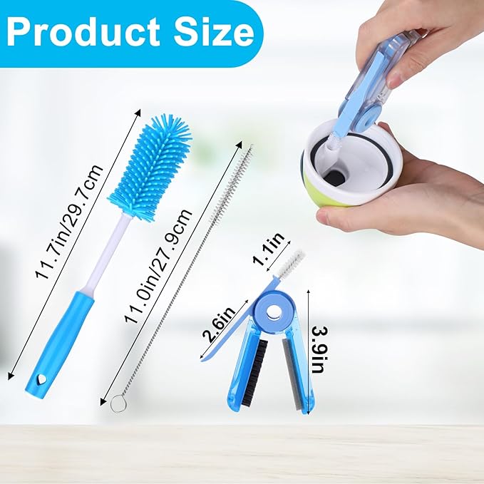 XANGNIER 3 Pack Water Bottle Cleaner Brush Kit-Cleaning Set for Sports Water Bottle, Baby Bottles, Tumbler Cup Bottle Cleaner Brush