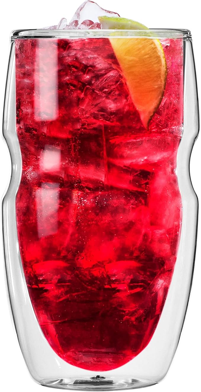 Ozeri Serafino Double Wall Insulated Iced Tea and Coffee Glasses, 16-Ounce, Set of 2