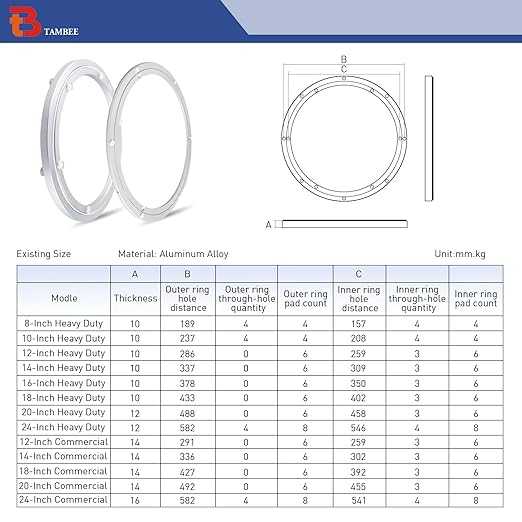 TamBee Aluminum Lazy Susan Heavy Duty Metal Rotating Hardware Turntable Bearing Ring Lazy Susan Base Only (8-Inch Heavy Duty)