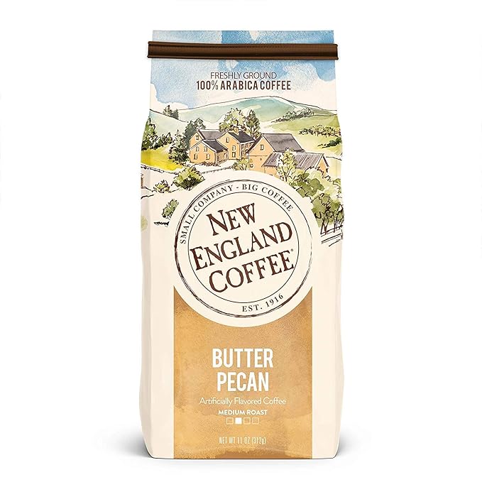 New England Coffee Butter Pecan Ground Coffee, 11 Ounce