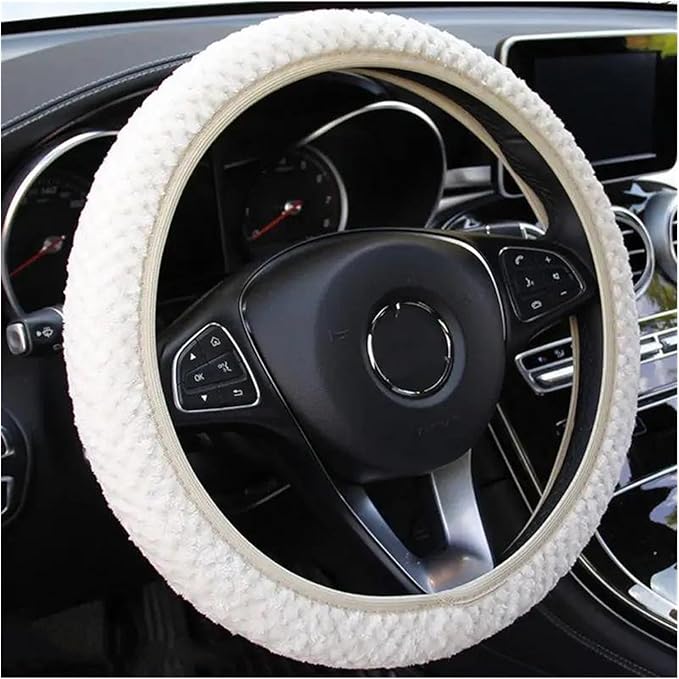 Car Accessories Steering Wheel Cover Non-Slip Fashionable Winter Little Velvet Without Inner Ring Plush Car Wheel Cover (Color : 1)