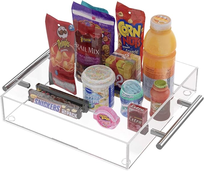 Clear Serving Tray 12"x12" - Acrylic Decorative Tray with Handles