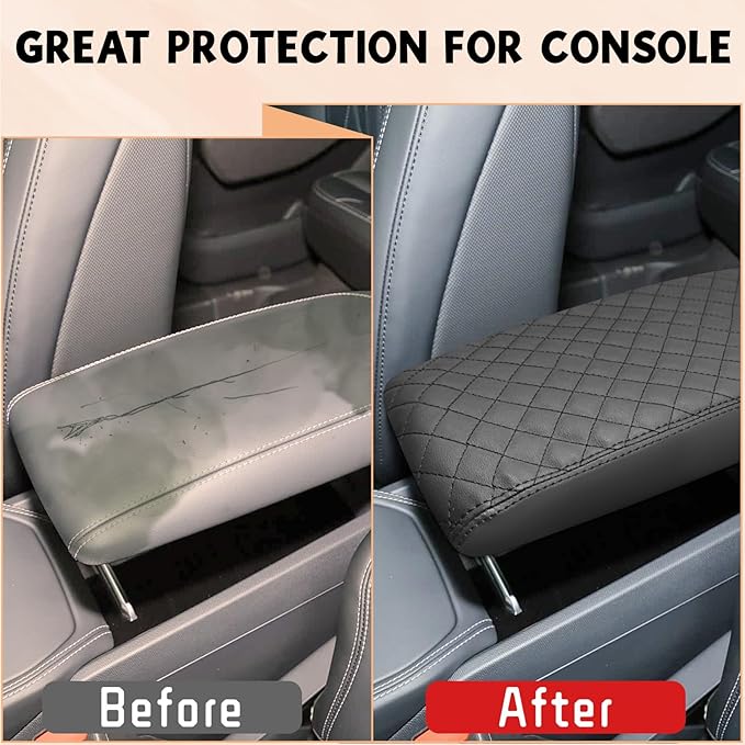 Center Console Cover Compatible with Ford Mustang Mach E 2021-2025 Leather Armrest Box Cushion Cover Middle Console Pad